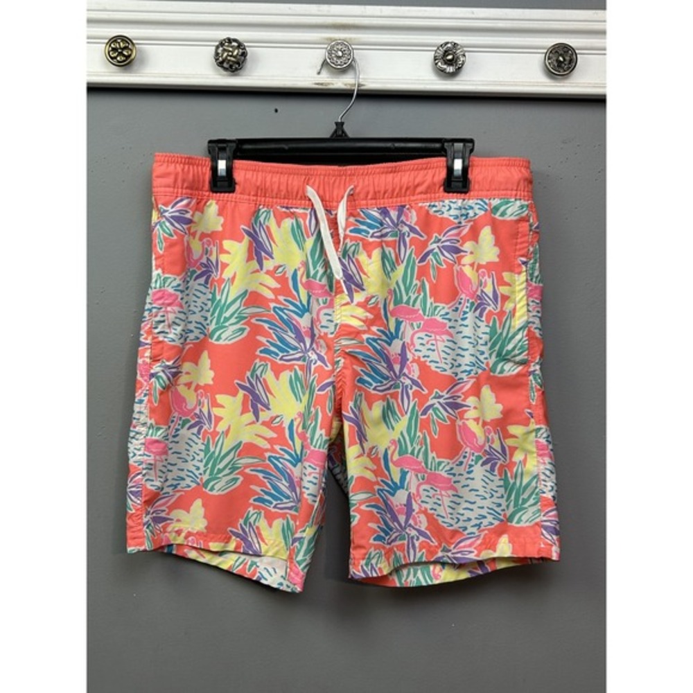 Departwest Swim Shorts Mens Large Pink‎ Floral Tropical Boardshorts Pool Beach
